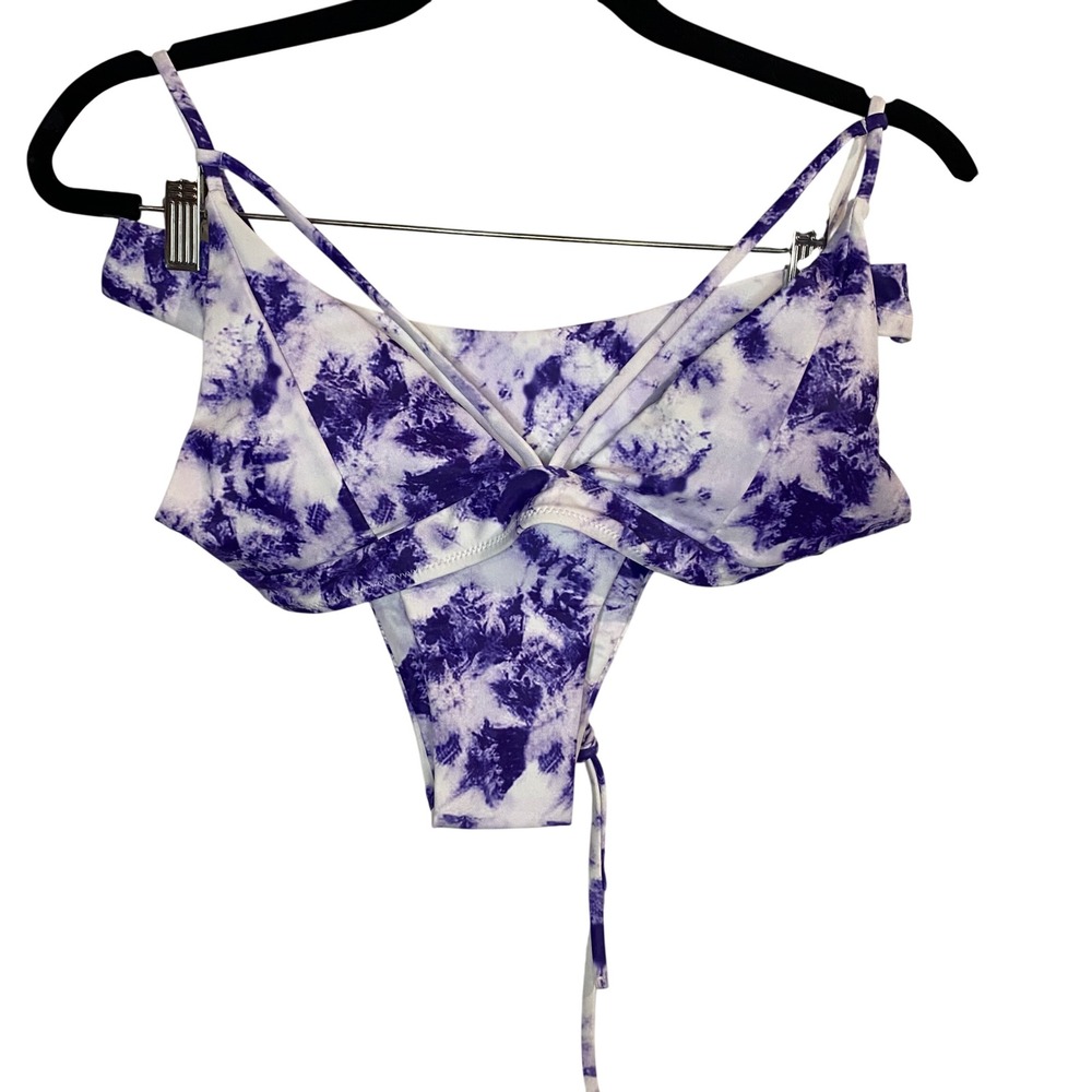 Zaful Womens Purple Tie Dye Strappy Criss Cross Bikini Set Size L US 8 NEW